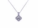 9ct White Gold Diamond Clover Necklet