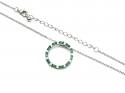 Silver Green & White CZ Circle Pendant & Chain