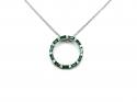 Silver Green & White CZ Circle Pendant & Chain
