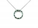 Silver Green & White CZ Circle Pendant & Chain