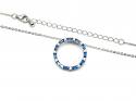 Silver Blue & White CZ Circle Pendant & Chain