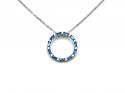 Silver Blue & White CZ Circle Pendant & Chain