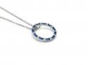 Silver Blue & White CZ Circle Pendant & Chain