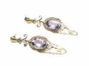 9ct Amethyst & Pearl Drop Earrings