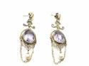 9ct Amethyst & Pearl Drop Earrings