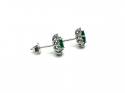 18ct White Gold Emerald & Diamond Cluster Earrings