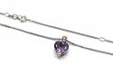 Silver Amethyst & CZ Heart Pendant & Chain