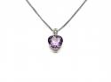 Silver Amethyst & CZ Heart Pendant & Chain