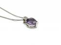 Silver Amethyst & CZ Heart Pendant & Chain