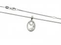 Silver Oval CZ 3 Stone Fancy Pendant & Chain