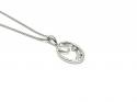 Silver Oval CZ 3 Stone Fancy Pendant & Chain