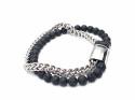 Lava Stone Bead & Satinless Steel Bracelet