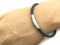 Leather Blue-Grey Bracelet Magnetic Clasp