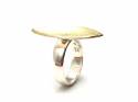 Silver Statement Marquise Brushed Gold Ring