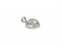 Silver CZ Double CC Heart Pendant