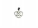 Silver CZ Double CC Heart Pendant