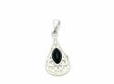 Silver Whitby Jet Large Pendant 10 x 28mm