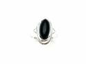 Silver Whitby Jet Ring Size O