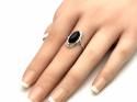 Silver Whitby Jet Ring Size O