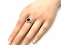 Silver Whitby Jet Heart Shaped Ring Size P