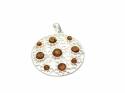 Silver Amber Circle Flower Pendant 50x39mm