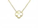 Silver Gold Plated Mother Of Pearl Clover Necklace