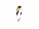 Silver Amber & Turquoise 3 Stone Ring Size N