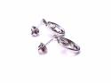 Silver Oval 3 Stone Ruby and CZ Stud Earrings