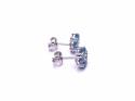 Silver Blue Topaz & CZ Cluster Stud Earrings
