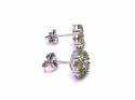 Silver Peridot & CZ Cluster Stud Earrings