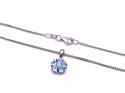 Silver Blue Topaz & CZ Cluster Pendant and Chain