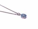 Silver Blue Topaz & CZ Cluster Pendant and Chain