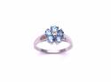 Silver Blue Topaz and CZ Cluster Ring