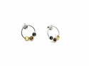 Silver Multi Coloured Amber 3 Stone Stud Earrings