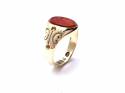 An Old 9ct Yellow Gold Carved Corneilian Ring