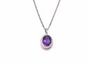 Silver Amethyst & CZ Cluster Pendant & Chain