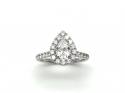 9ct White Gold CZ Pear Shaped Halo Ring