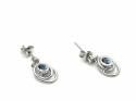 Silver London Blue Topaz & CZ Stud Drop Earrings