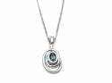 Silver London Blue Topaz & CZ Pendant & Chain