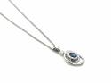 Silver London Blue Topaz & CZ Pendant & Chain