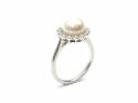 Silver Freshwater Pearl and CZ Cluster Ring