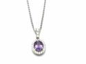 Silver Amethyst & CZ Cluster Pendant & Chain