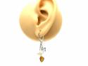 Silver Amber Wasp Drop earrings 43x14mm