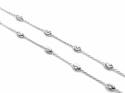 Silver Oval Moon Cut Bead Chain 16 Inch