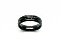 Black Zirconium Diamond Cut Band Ring 7mm