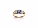 An Old 18ct Sapphire & Diamond 3 Stone Ring