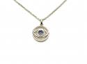 Silver Cubic Zirconia Evil Eye Pendant & Chain