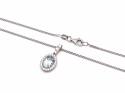Silver Oval Aquamarine & CZ Pendant & Chain