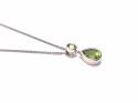 Silver Peridot Pear Shaped Pendant & Chain