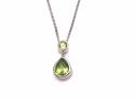 Silver Peridot Pear Shaped Pendant & Chain